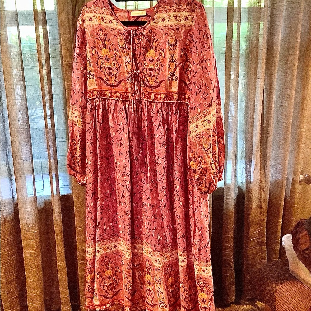 R. Vivimos Floral Bohemian Maxi Dress XL 16-18 flowy New